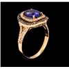 Image 4 : 1.90 ctw Sapphire and Brown and White Diamond Ring - 14KT Rose Gold