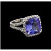 Image 1 : 5.06 ctw Tanzanite and Diamond Ring - 14KT White Gold