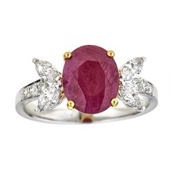 2.34 ctw Ruby and Diamond Ring - 18KT White and Yellow Gold