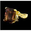 Image 1 : 8.78 ctw Tourmaline and Diamond Ring - 18KT Yellow Gold