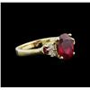 Image 1 : 3.28 ctw Ruby and Diamond Ring - 14KT Yellow Gold