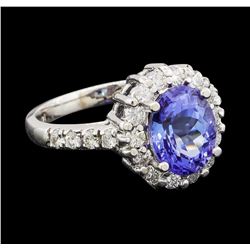 2.69 ctw Tanzanite and Diamond Ring - 14KT White Gold