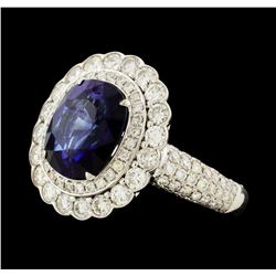 4.33 ctw Sapphire and Diamond Ring - 18KT White Gold