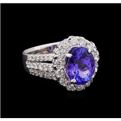 3.81 ctw Tanzanite and Diamond Ring 14KT White Gold