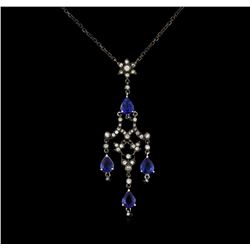 2.71 ctw Sapphire and Diamond Necklace - 18KT Rose Gold