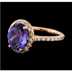 3.95 ctw Tanzanite and Diamond Ring - 14KT Rose Gold