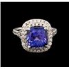 Image 2 : 4.75 ctw Tanzanite and Diamond Ring - 14KT White Gold