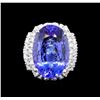 Image 2 : GIA Cert 17.55 ctw Tanzanite and Diamond Ring - 14KT White Gold