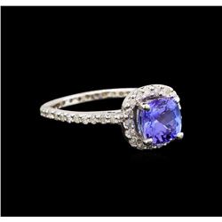 14KT White Gold 1.11 ctw Tanzanite and Diamond Ring