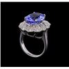Image 4 : 8.58 ctw Tanzanite and Diamond Ring - 14KT White Gold