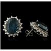Image 1 : 14KT White Gold 17.00 ctw Blue Topaz and Diamond Earrings