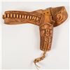 Image 1 : Decorative Hand Tooled Leather Holster and Belt
