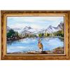 Image 1 : Large Deer and Lake Painting