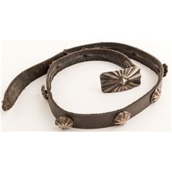 Leather Hat Band with Silver Conchos