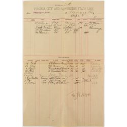 Virginia City and Sappington Stage Line Waybill