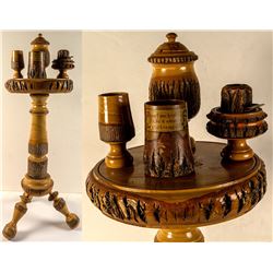Wooden Smoking Table with 5 Different Cups