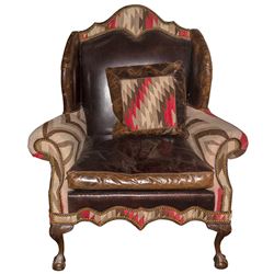 Leather and Navajo Rug Chair