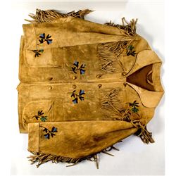 Native American Buckskin Beaded Fringe Jacket