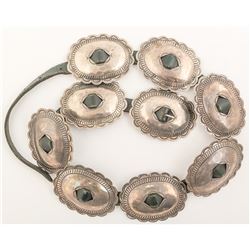 Navajo Belt with 9 Large Silver Conchos