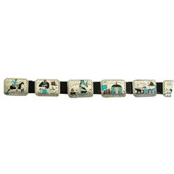 Zuni Inlay Concho Belt - Benjamin Becenti