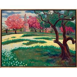 Kyohei Inukai (aka Earle Goodenow), Jonquils and Daffodils in the Park, Oil Painting