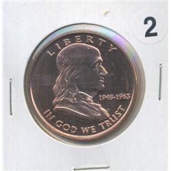 Franklin Half Style One Ounce .999 Copper Round