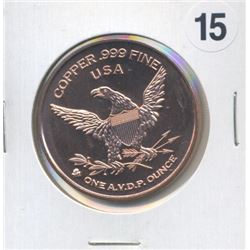 USA America One Ounce .999 Copper Round