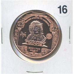 Indian Chief $5 Note One Ounce .999 Copper Round
