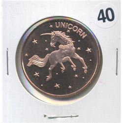 Unicorn Design One Ounce .999 Copper Round