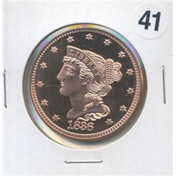 1836 Liberty Head Cent One Ounce .999 Copper Round