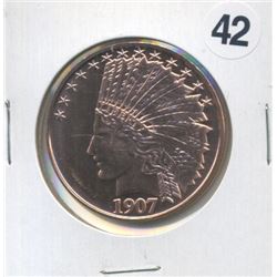 1907 Indian Head Gold Coin Style One Ounce .999 Copper Round