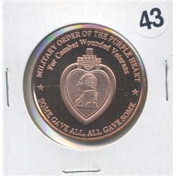 Purple Heart Medal One Ounce .999 Copper Round
