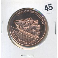 USS Constitution Old Ironsides One Ounce .999 Copper Round