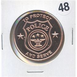 Police Protect and Serve One Ounce .999 Copper Round