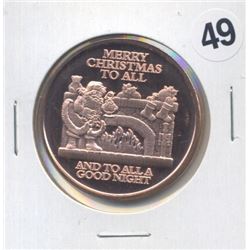 Merry Christmas Style One Ounce .999 Copper Round