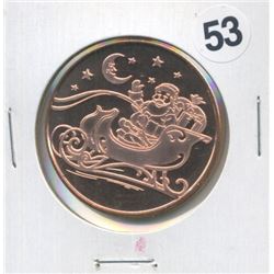 Santa Claus and Sleigh One Ounce .999 Copper Round