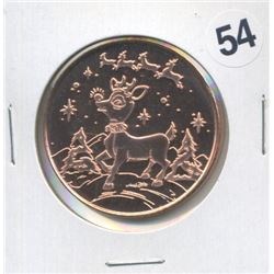 Rudolph Red Nosed Reindeer One Ounce .999 Copper Round