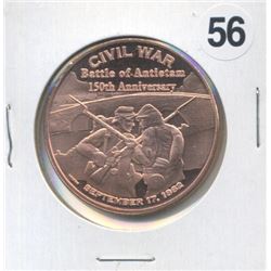 Civil War Battle of Antietam One Ounce .999 Copper Round