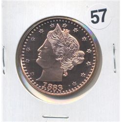 1883 Liberty Nickel Design One Ounce .999 Copper Round