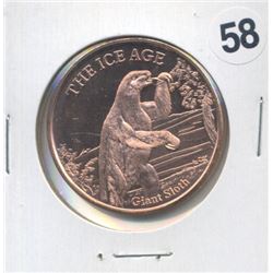The Ice Age Giant Sloth One Ounce .999 Copper Round