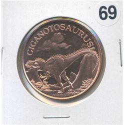 Giganotosaurus One Ounce .999 Copper Round