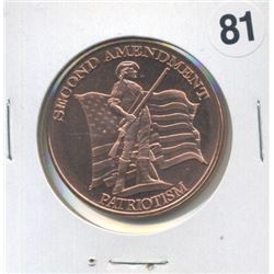 Second Amendment Patriotism One Ounce .999 Copper Round
