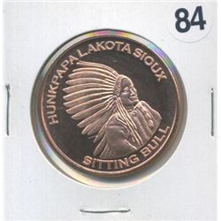 Sitting Bull Design One Ounce .999 Copper Round