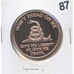 Don’t Tread On Me Design One Ounce .999 Copper Round