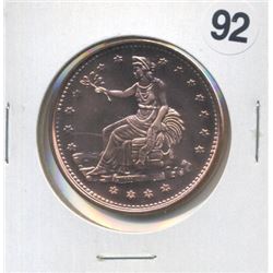 Seated Liberty Trade Dollar One Ounce .999 Copper Round