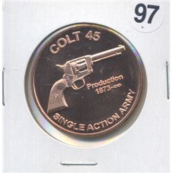 Colt .45 Single Action Army One Ounce .999 Copper Round