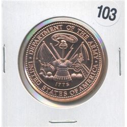 Department of the Army One Ounce .999 Copper Round