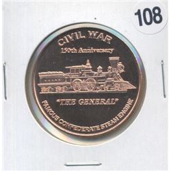 Civil War "The General" One Ounce .999 Copper Round
