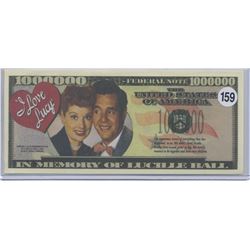 In Memory of Lucille Ball One Million Dollar Novelty Note