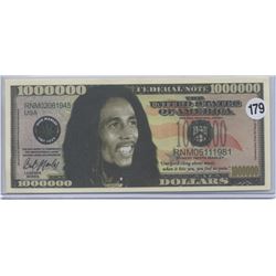 Bob Marley Legends Series One Million Dollar Novelty Note